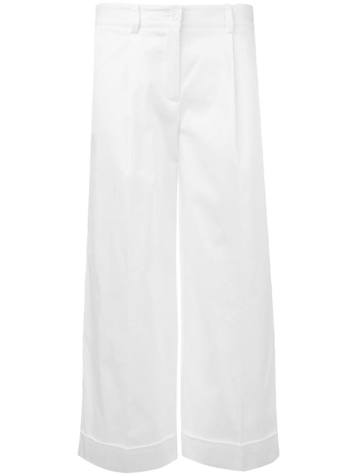 P.a.r.o.s.h. - Straight Cropped Trousers - Women - Cotton/spandex/elastane - M, Women's, White, Cotton/spandex/elastane