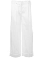 P.a.r.o.s.h. - Straight Cropped Trousers - Women - Cotton/spandex/elastane - M, Women's, White, Cotton/spandex/elastane