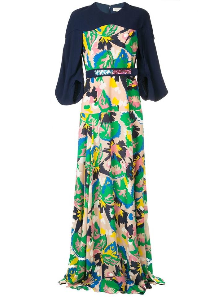 Delpozo Contrast Floral Print Dress - Multicolour