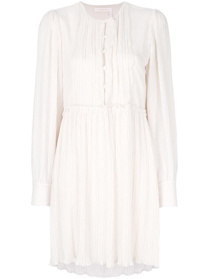 See By Chloé Ruffled Placket Skater Dress - White