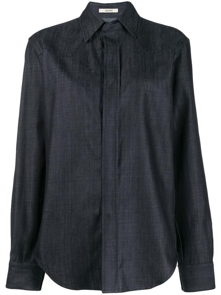 Zilver Button-down Shirt In Pre-consumer Recycled Denim - Blue