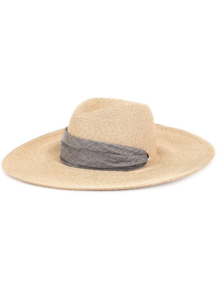 Eugenia Kim Contrasting Strap Sunhat - Brown