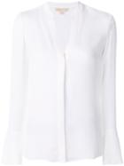 Michael Michael Kors Mandarin Colalr V-neck Shirt - White
