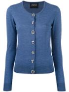 Markus Lupfer - Jewel Button Cardigan - Women - Plastic/merino - S, Blue, Plastic/merino