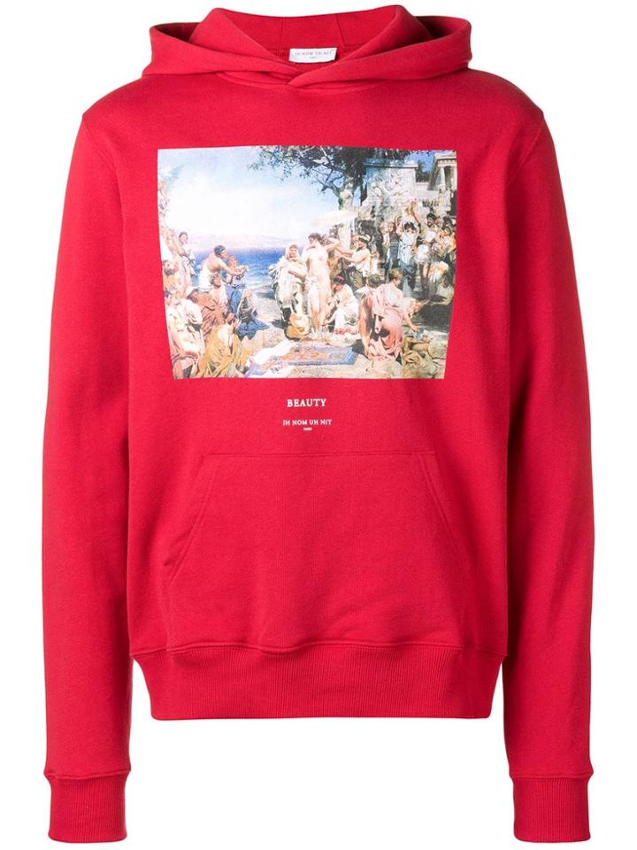 Ih Nom Uh Nit Print Hoodie - Red