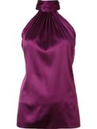 Ramy Brook Halterneck Sleeveless Blouse, Women's, Size: Small, Pink/purple, Silk/spandex/elastane