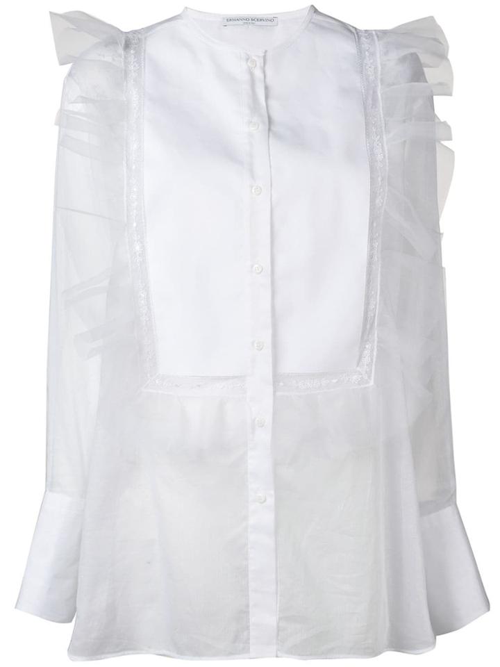 Ermanno Scervino Collarless Button Down Shirt - White