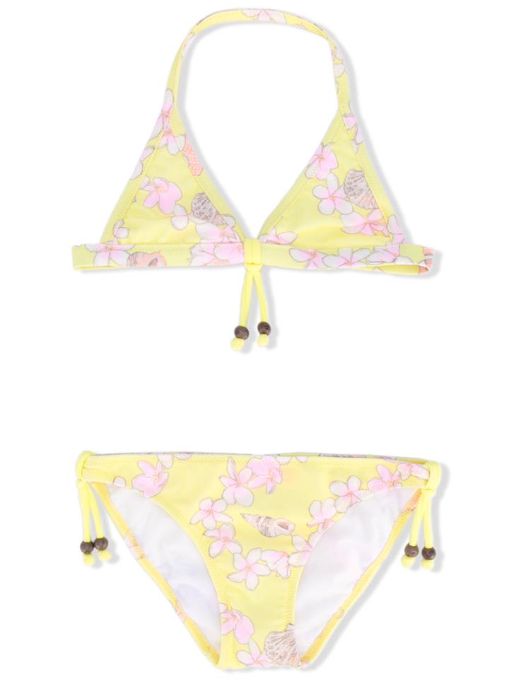Sunuva - Floral Print Bikini - Kids - Polyamide/spandex/elastane - 5 Yrs, Yellow/orange