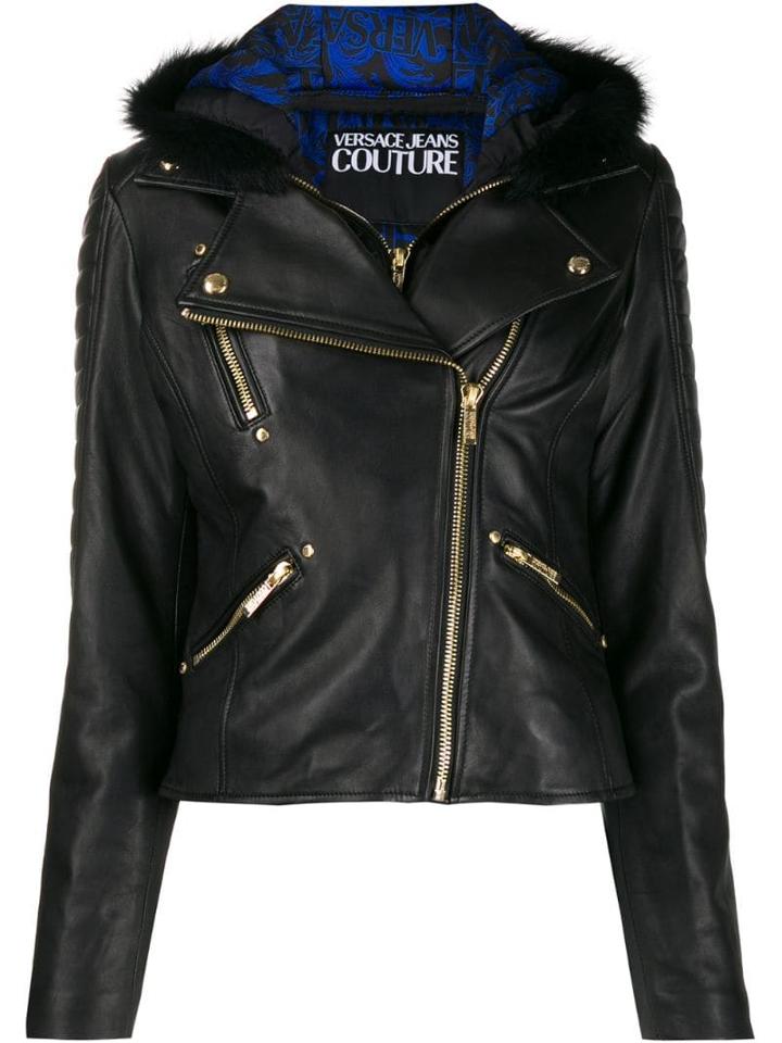 Versace Jeans Couture Hooded Biker Jacket - Black