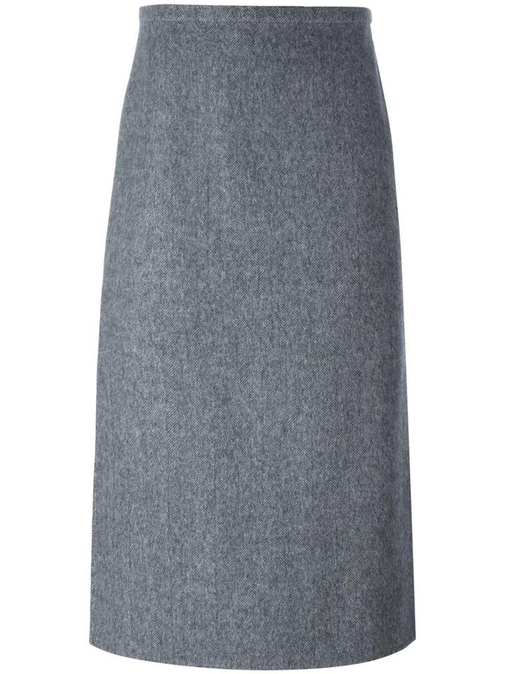 Rochas Straight Skirt, Women's, Size: 42, Grey, Virgin Wool