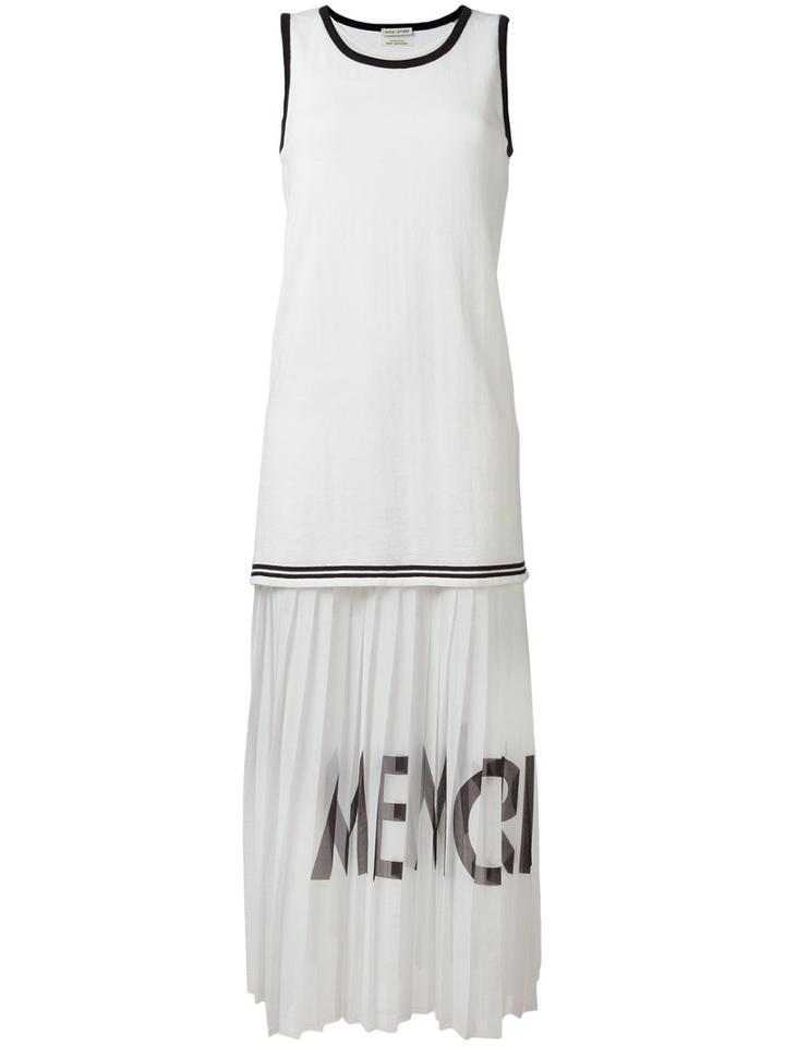 Each X Other Pleated Sleeveless Dress, Size: Medium, White, Cotton/silk