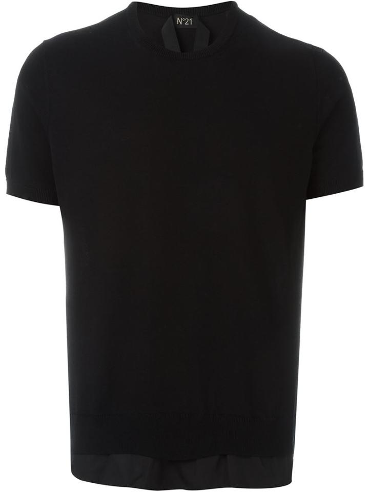 No21 Layer T-shirt, Men's, Size: Xl, Black, Cotton