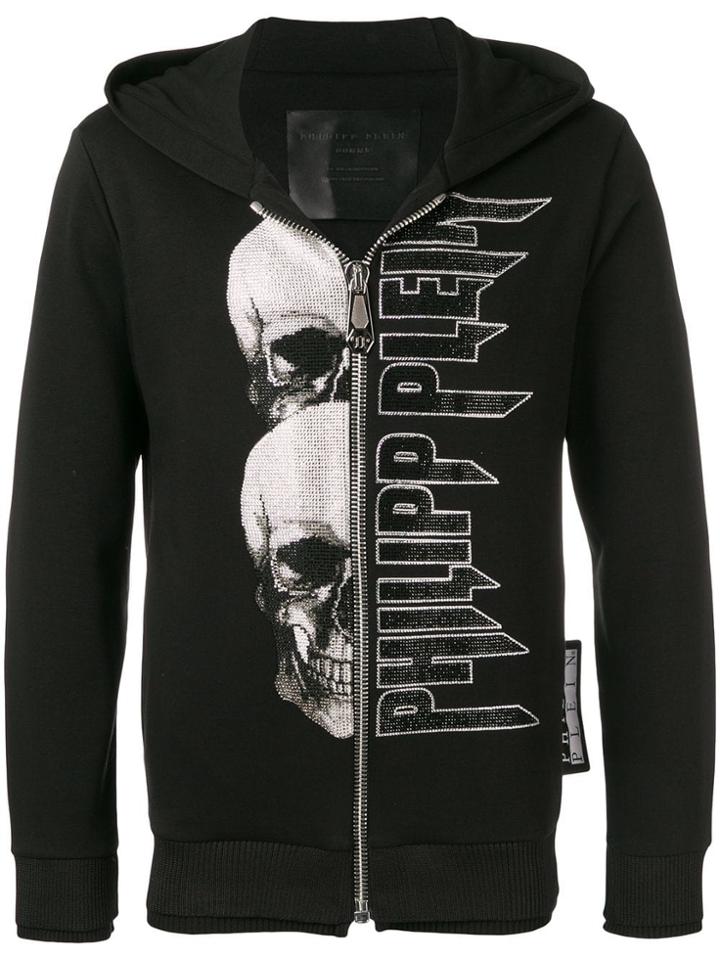 Philipp Plein Logo Gem Embellished Hoodie - Black