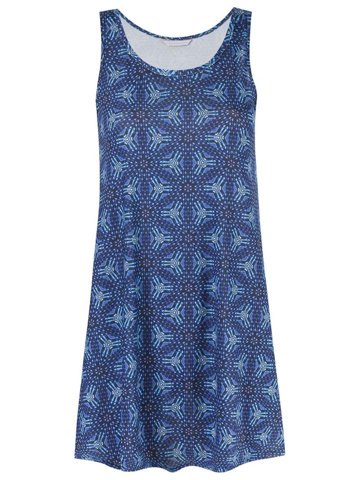 Lygia & Nanny Round Neck Printed Dress, Women's, Size: 38, Blue, Cotton