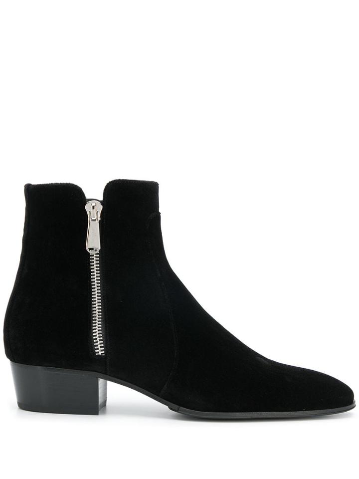 Balmain Velvet Ankle Boots - Black