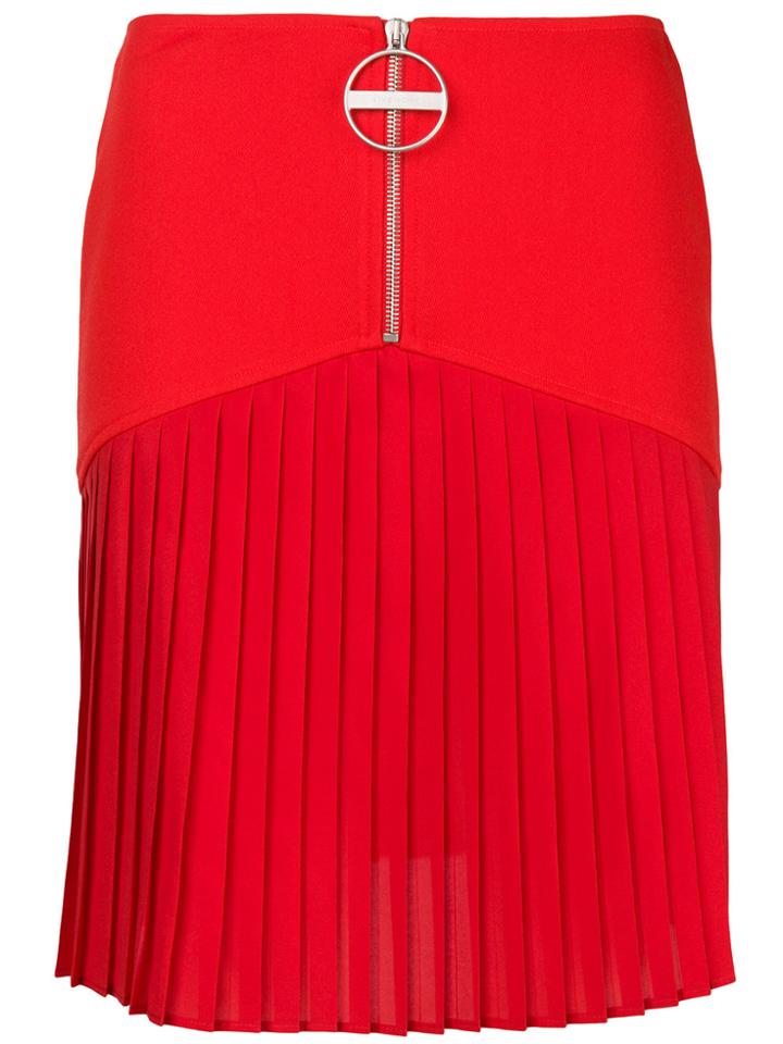 Givenchy Zip Front Pleated Mini Skirt - Red