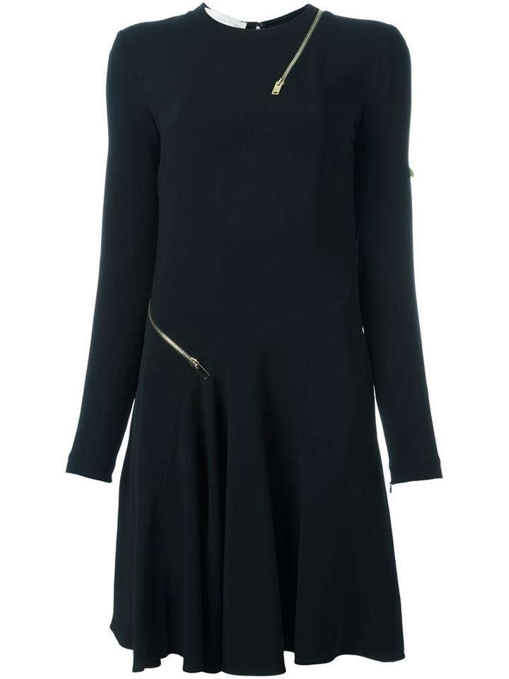 Stella Mccartney Zip Detail Dress, Women's, Size: 38, Black, Viscose/acetate/spandex/elastane