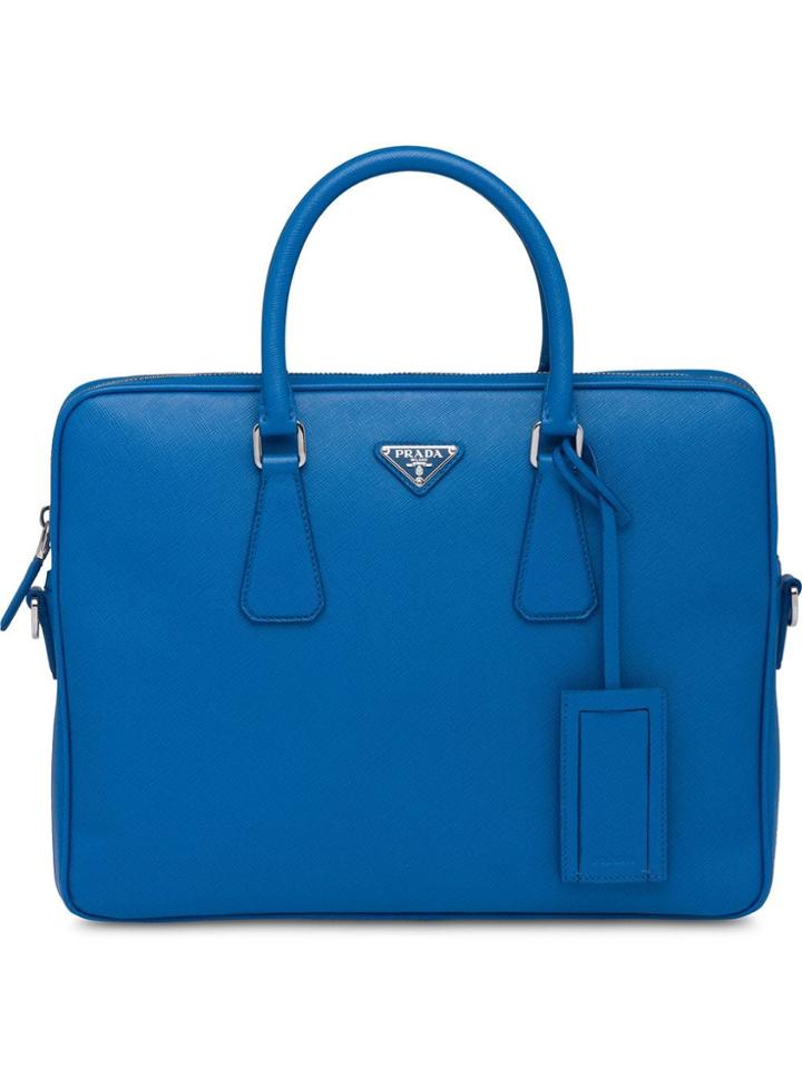 Prada Leather Briefcase - Blue