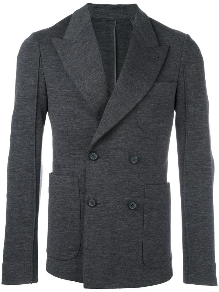 Wooyoungmi Double Breasted Blazer, Men's, Size: 50, Grey, Wool/nylon/spandex/elastane/viscose