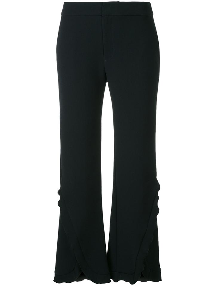 Le Ciel Bleu Ruffled Trim Trousers - Blue