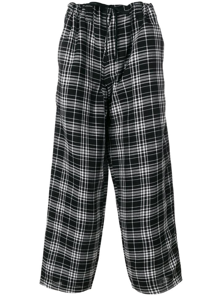 Yohji Yamamoto Checked Loose Fit Trousers - Black