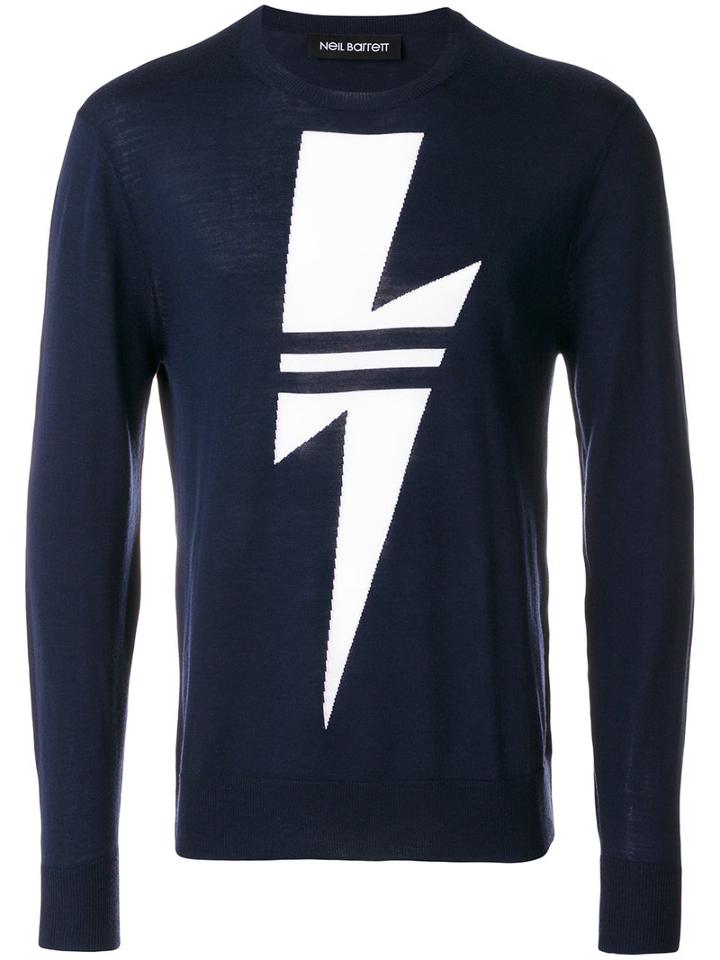 Neil Barrett - Lightning Bolt Jumper - Men - Merino - M, Blue, Merino