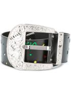 Jeremy Scott Print Detail Belt, Women's, Size: Large, Black, Leather/metal
