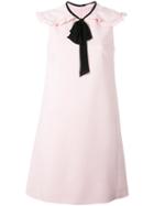 Giamba - Ruffled Shoulders Shift Dress - Women - Polyester/spandex/elastane/viscose - 42, Pink/purple, Polyester/spandex/elastane/viscose