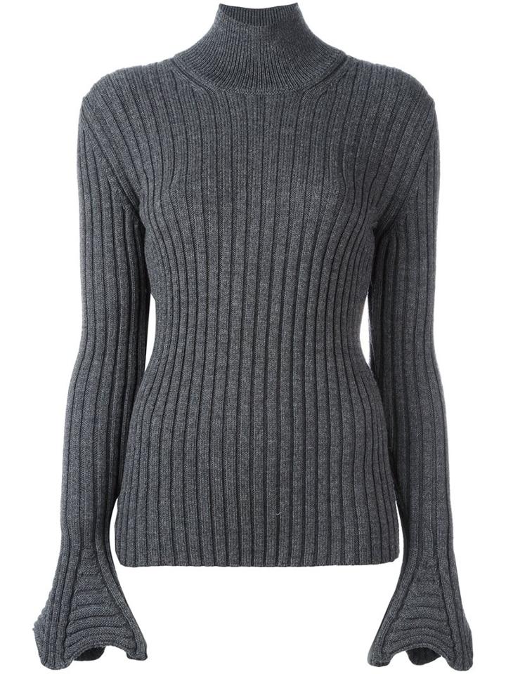 Lanvin Ribbed Jumper, Women's, Size: Small, Grey, Wool