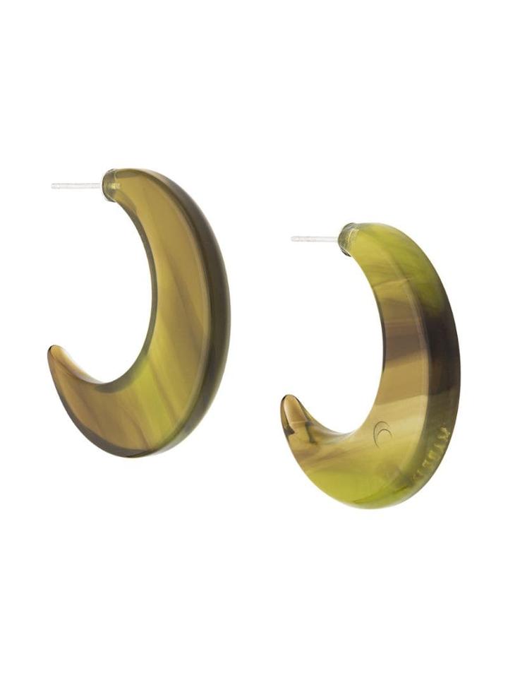 Marine Serre Open Hoop Earrings - Green