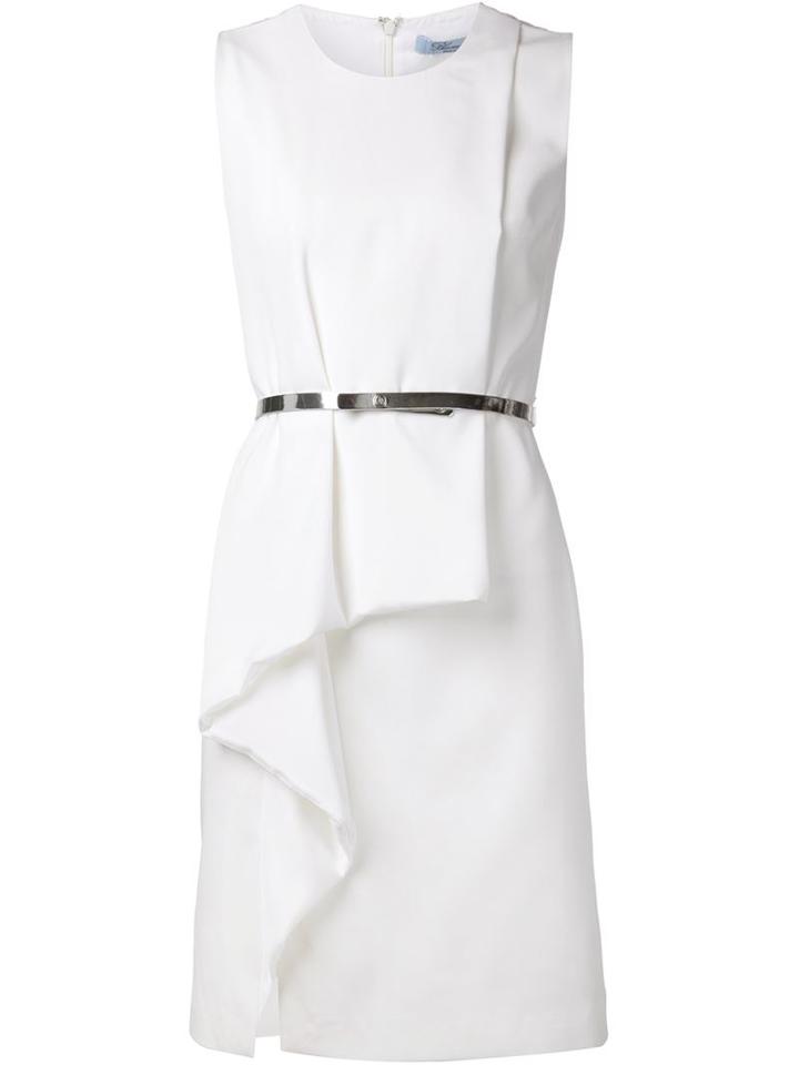 Blumarine Metallic Belt Dress, Women's, Size: 40, White, Silk/spandex/elastane/acetate/spandex/elastane