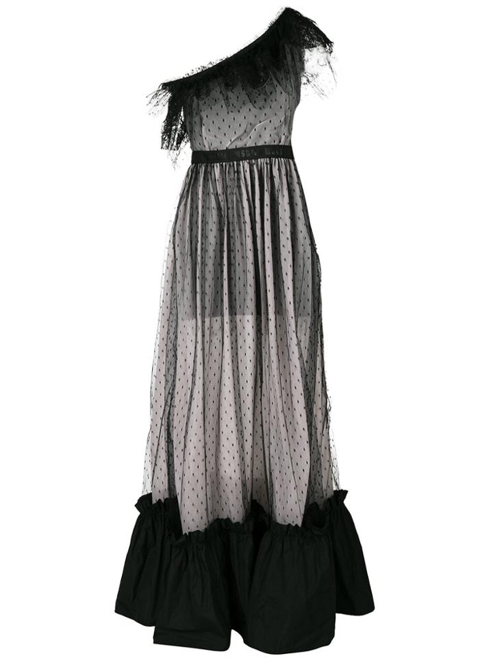 Msgm One Shoulder Gathered Gown - Black