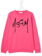 Msgm Kids Logo Patch Sweater - Pink