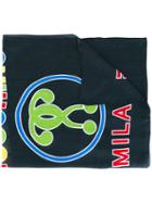 Moschino Logo Print Scarf, Men's, Grey, Modal/cashmere