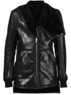 Rick Owens Draped Collar Aviator Jacket, Men's, Size: 48, Black, Sheep Skin/shearling