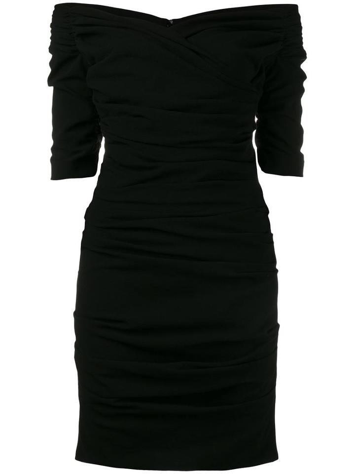 Dolce & Gabbana - Ruched Cocktail Dress - Women - Silk/polyamide/spandex/elastane/virgin Wool - 48, Black, Silk/polyamide/spandex/elastane/virgin Wool
