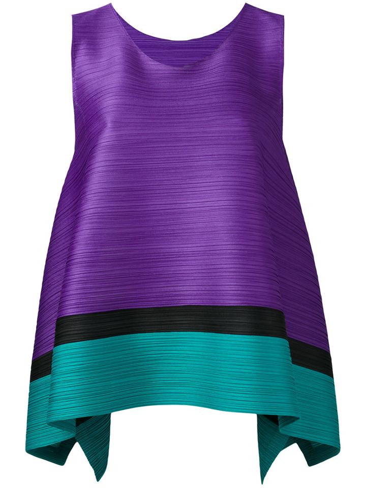 Pleats Please By Issey Miyake - Sleeveless Pleated Top - Women - Polyester - 3, Pink/purple, Polyester