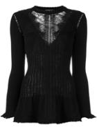 Alberta Ferretti Lace Front Knitted Top, Women's, Size: 46, Black, Virgin Wool
