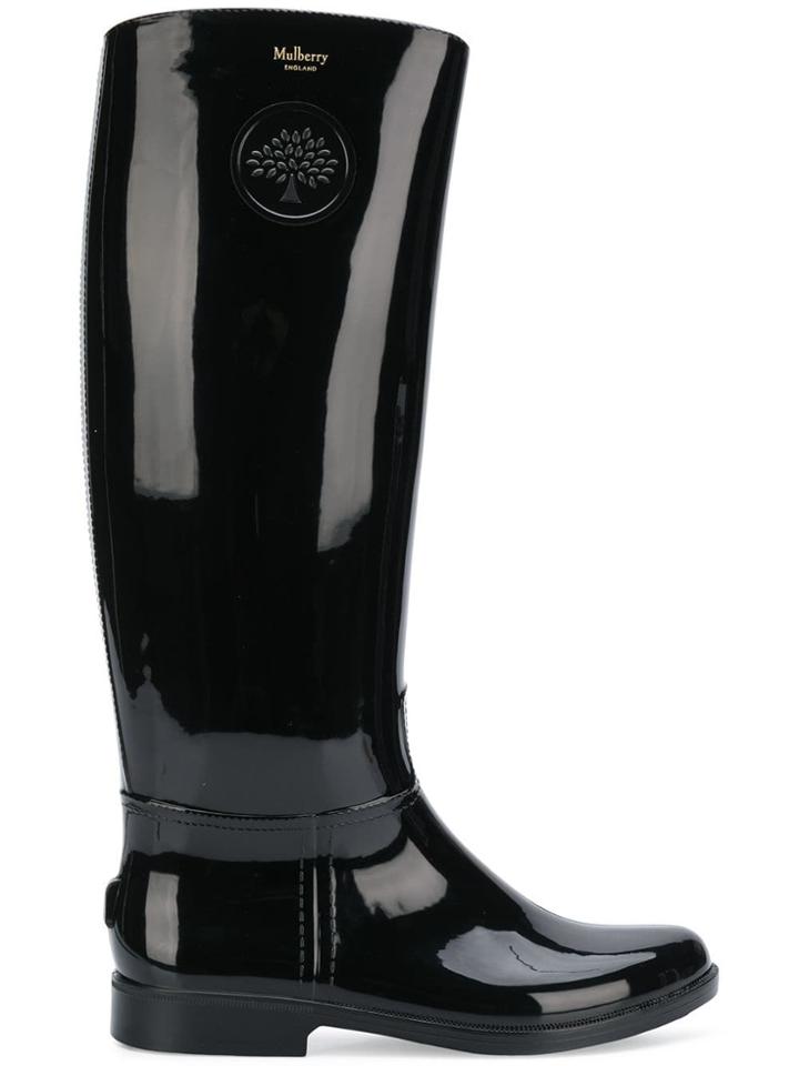 Mulberry Logo Wellington Boots - Black