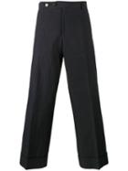 Dries Van Noten Cropped Wide-leg Trousers, Men's, Size: 50, Blue, Cotton/linen/flax