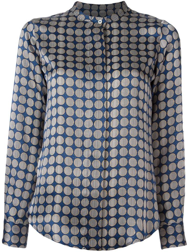 Alberto Biani Circular Print Blouse, Women's, Size: 40, Blue, Silk