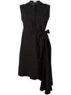 Brunello Cucinelli Asymmetric Wrap Dress, Size: Small, Black, Cotton/polyamide