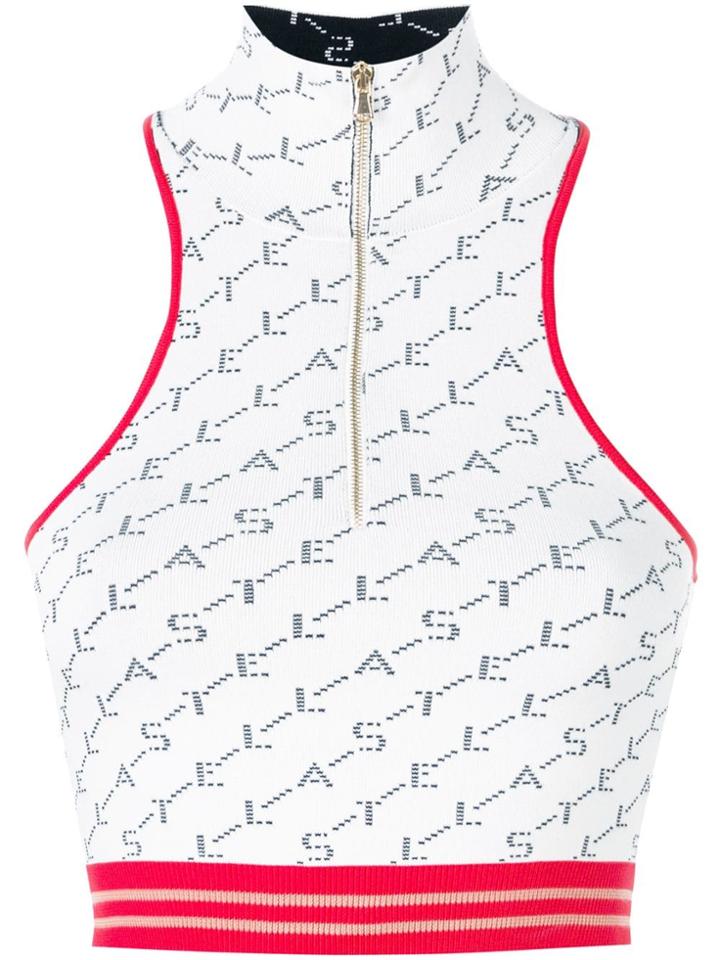 Stella Mccartney Monogram Print Racer Crop Top - White