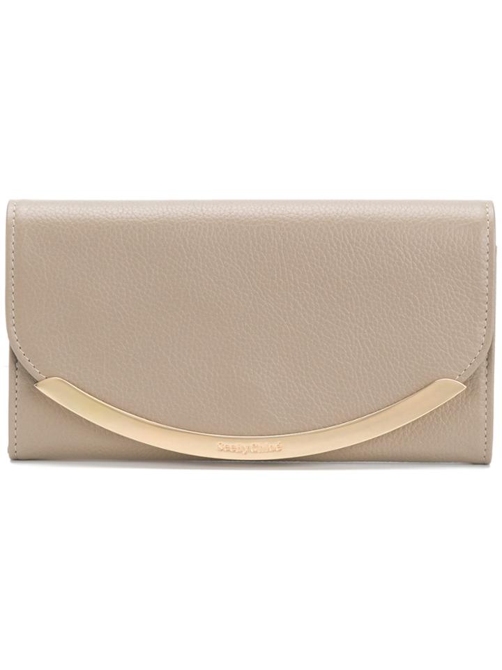See By Chloé Metallic Flap Wallet - Nude & Neutrals