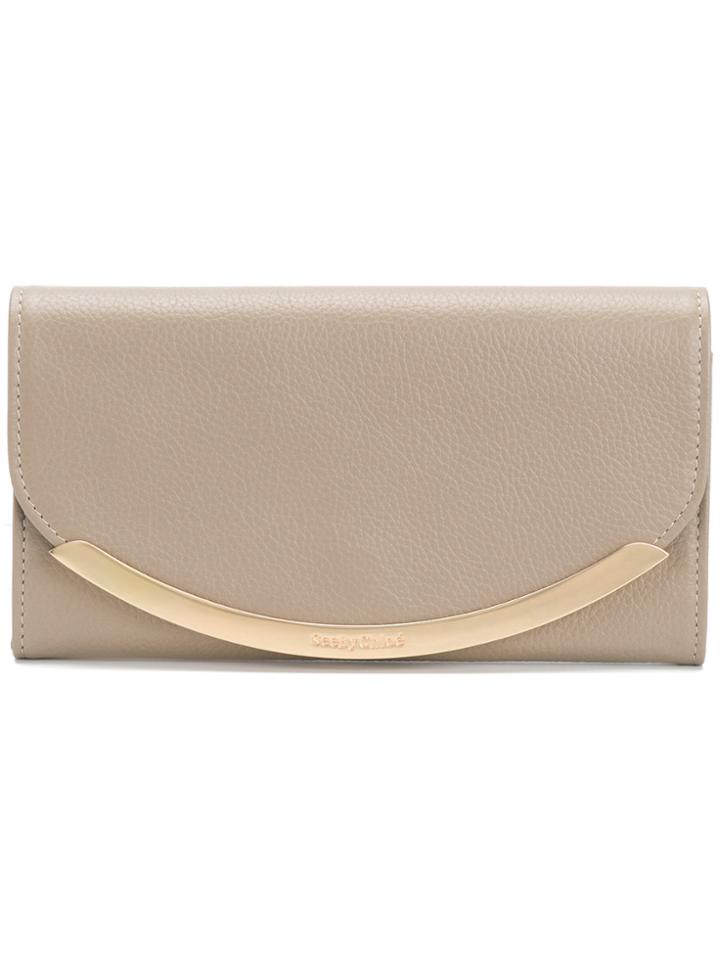 See By Chloé Metallic Flap Wallet - Nude & Neutrals