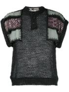 Kansai Yamamoto Vintage Knit Patches Top, Adult Unisex, Size: Medium, Black