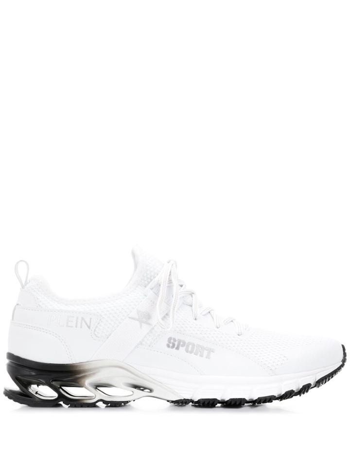Plein Sport Tonal Logo Print Trainers - White