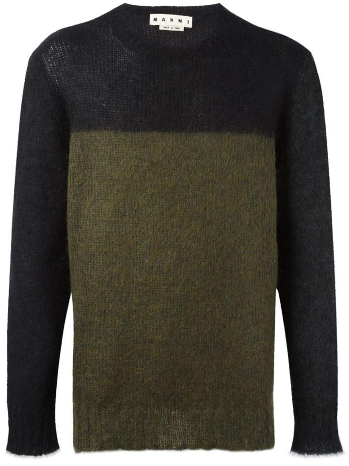 Marni Colour Block Jumper, Men's, Size: 46, Green, Polyamide/mohair/wool