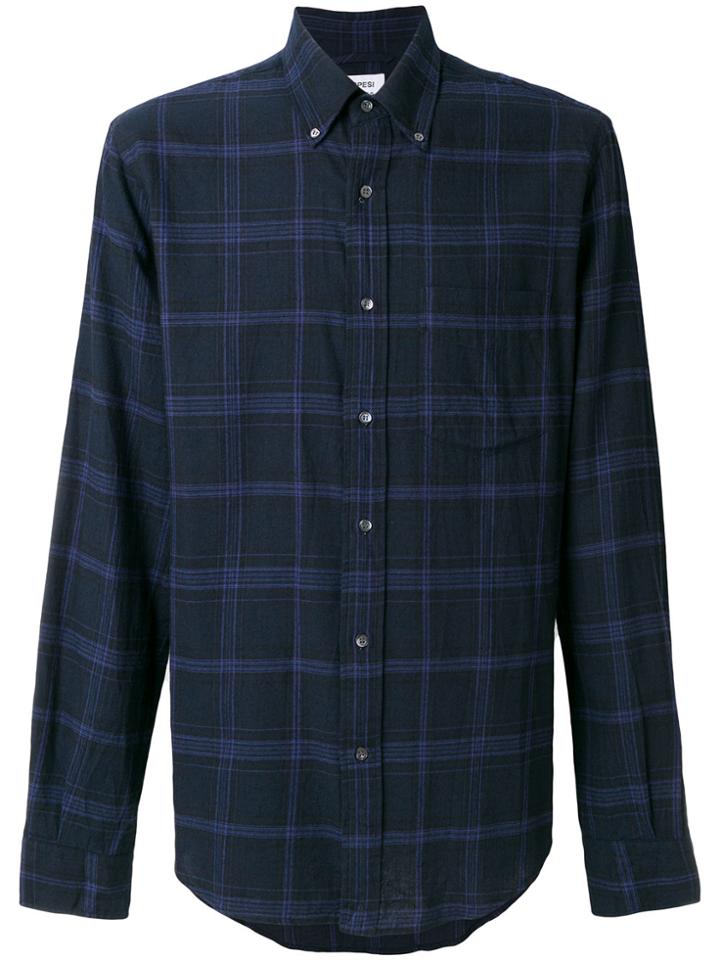 Aspesi Checked Button-down Shirt - Blue