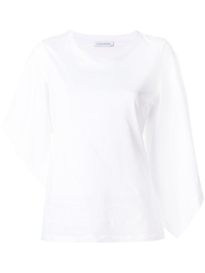 Jw Anderson Asymmetric Fluted Sleeves T-shirt - White